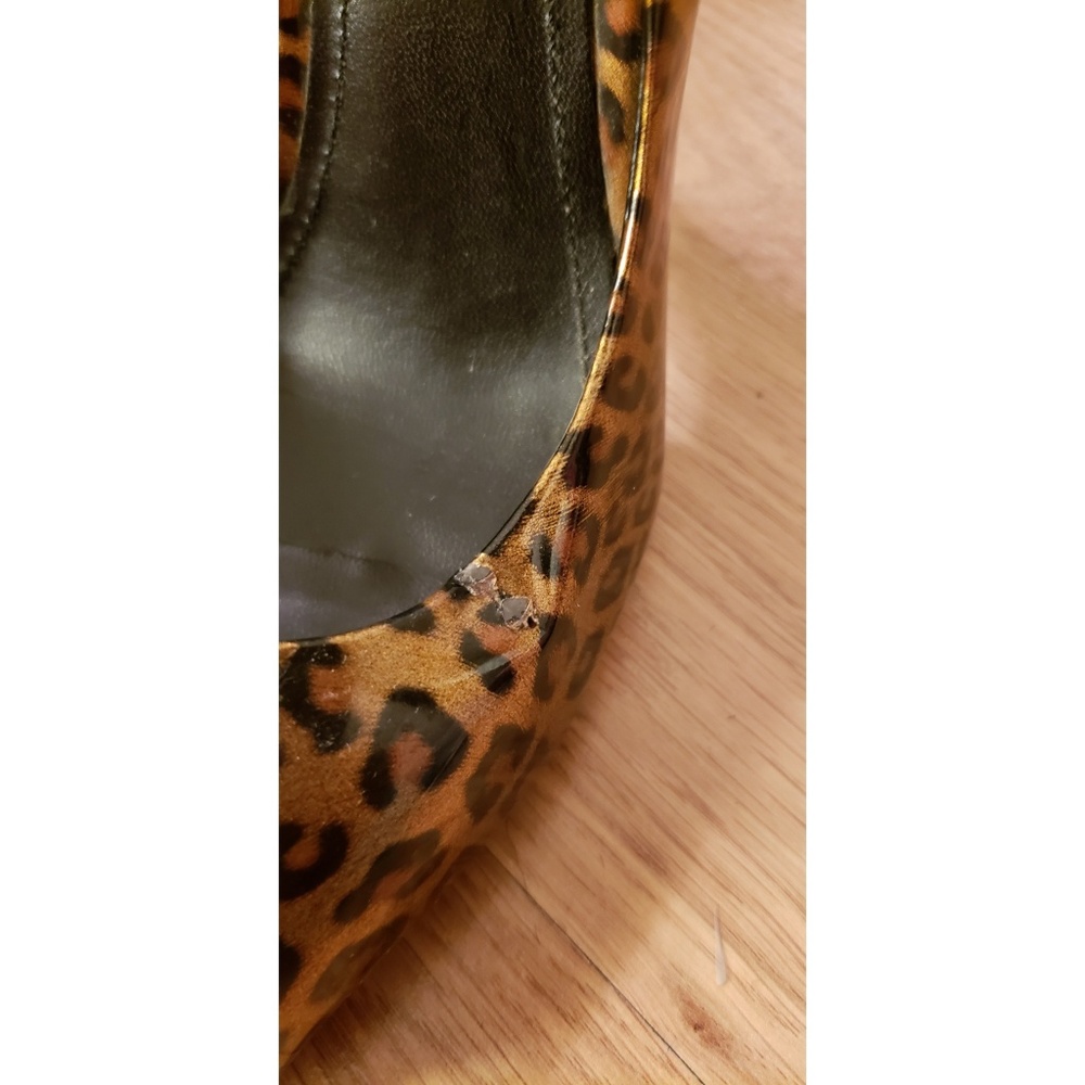 Aldo | Patent Leather Leopard Print Peep-Toe - Picture 5 of 7